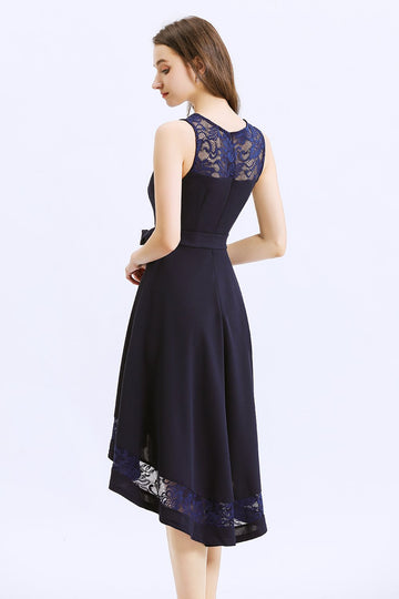 Vestido assimétrico azul marinho